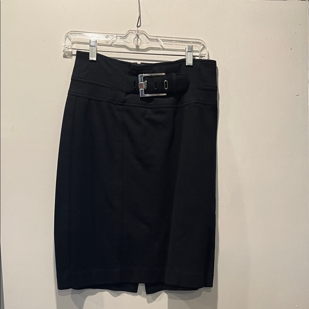 Cache Black Belted Pencil Skirt